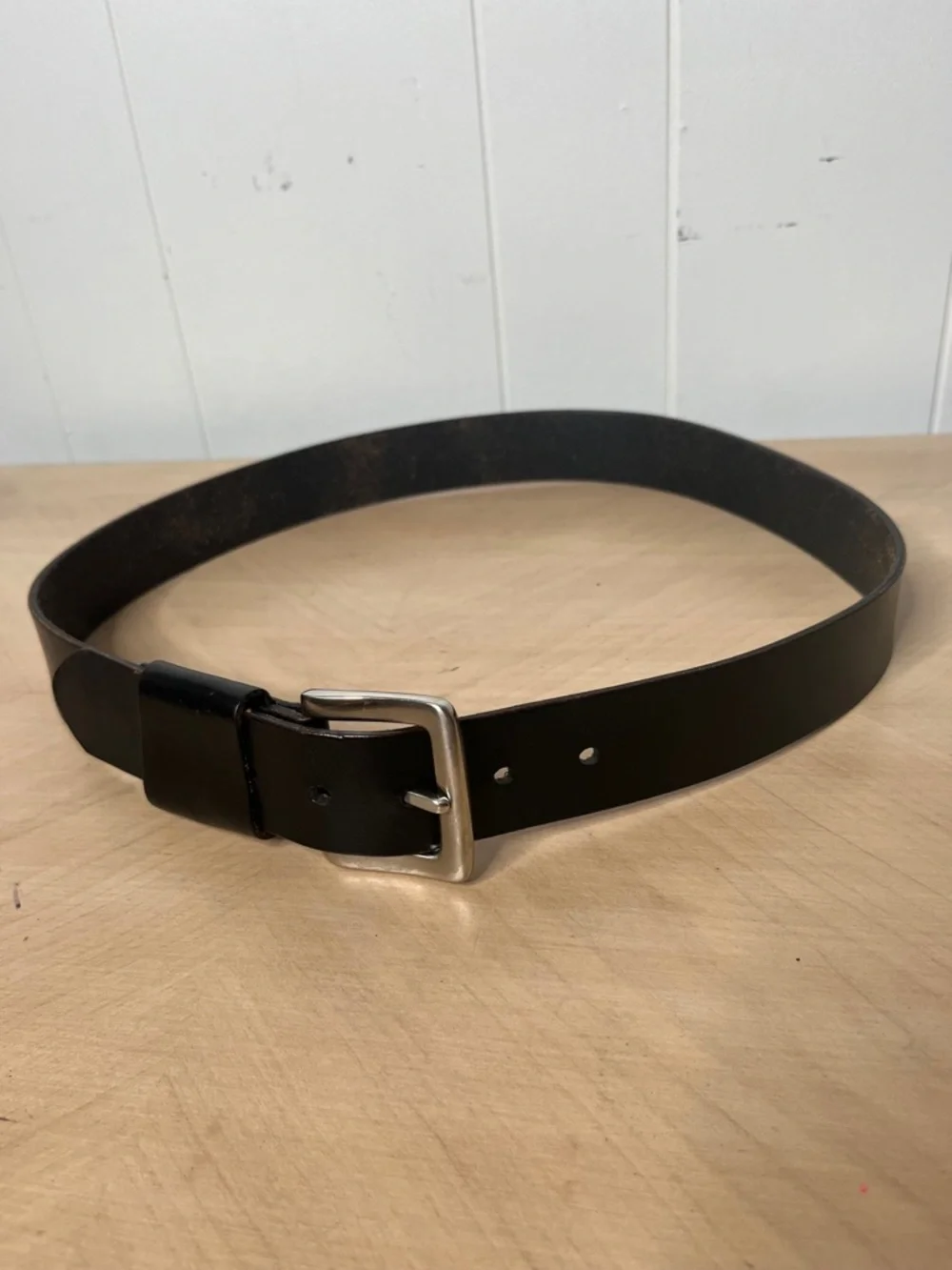 Wide Black Leather Men's Belt - Unbranded Size 36